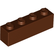 Lego kostka (kostička) 1x4, červeno hnědá (4211225)